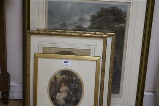 After Kauffman and Bartolozzi Cordelia and Eurydice 12 x 9in. and three other prints